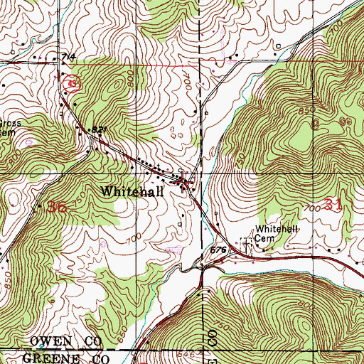 Topographic Map of Whitehall, IN
