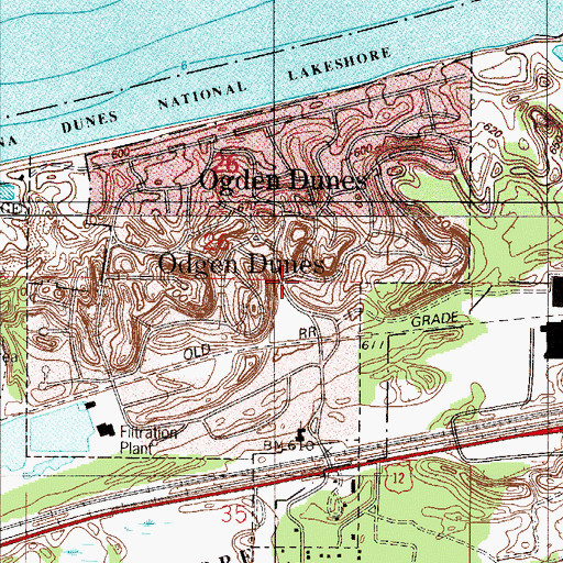 Topographic Map of Ogden Dunes, IN