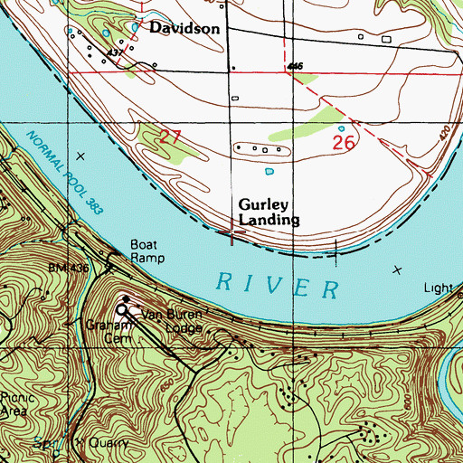 Topographic Map of Gurley Landing, IN