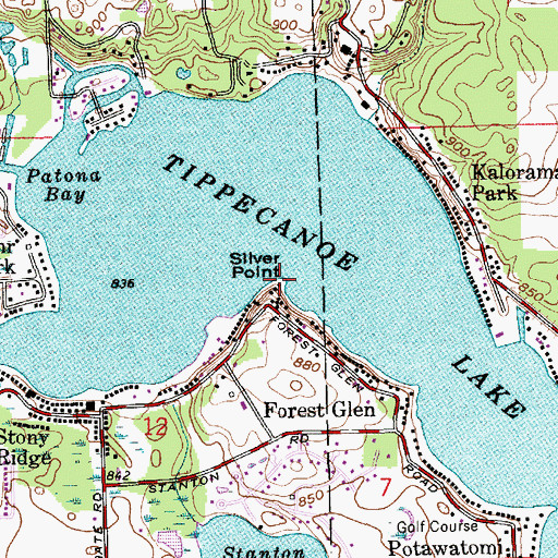 Topographic Map of Silver Point, IN