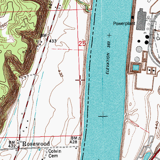 Topographic Map of Rosewood, IN