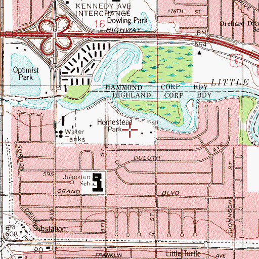 Topographic Map of Homestead Park, IN