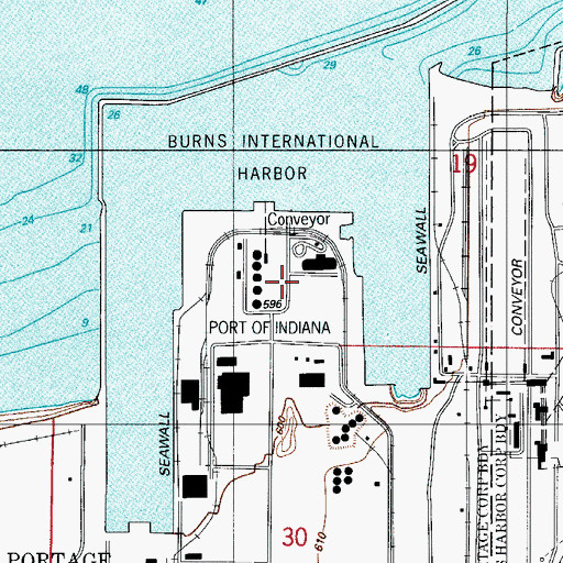 Topographic Map of Port of Indiana, IN