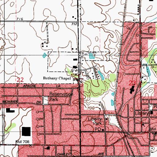 Topographic Map of Bethany Chapel, IN