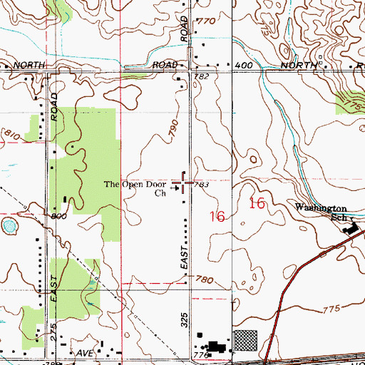Topographic Map of The Open Door Baptist Church, IN