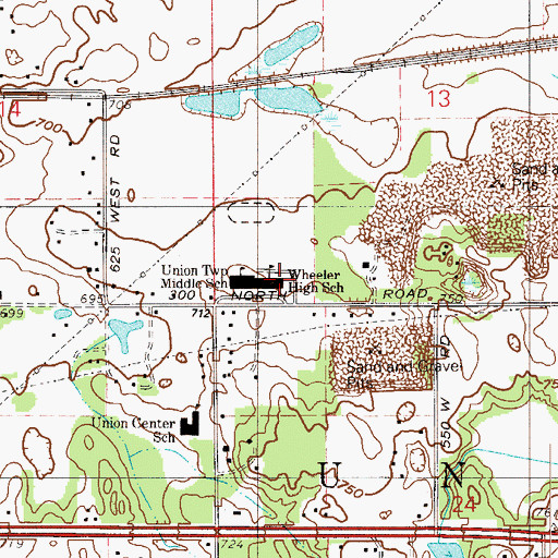 Topographic Map of Wheeler High School, IN