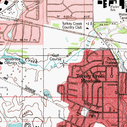 Topographic Map of Turkey Creek Golf Course, IN