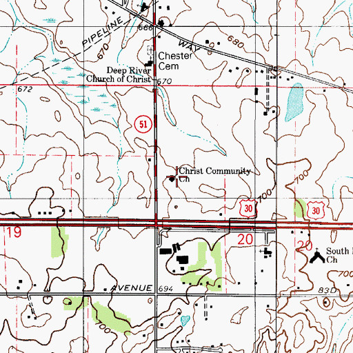Topographic Map of Christ Community Church, IN