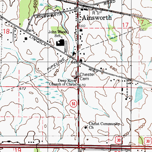 Topographic Map of Deep River Church of Christ, IN
