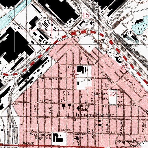 Topographic Map of Abraham Lincoln Elementary School (historical), IN