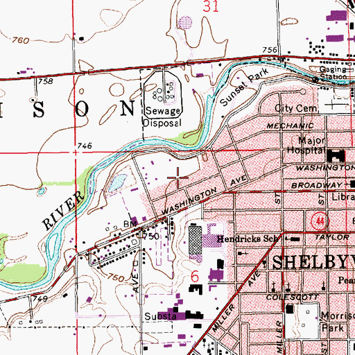 Topographic Map of Shelby County, IN