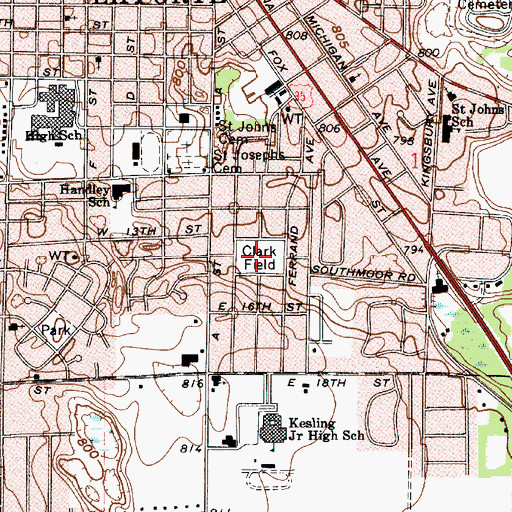 Topographic Map of Clark Field, IN