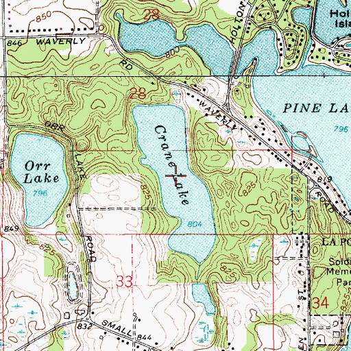 Topographic Map of Crane Lake, IN