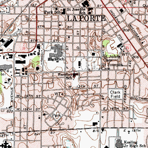 Topographic Map of Handley Elementary School, IN