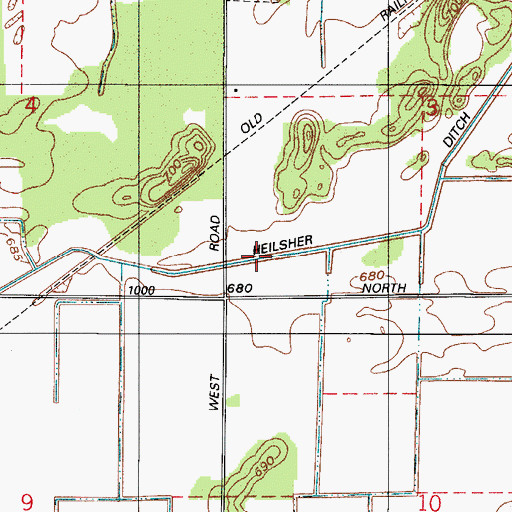 Topographic Map of Heilsher Ditch, IN