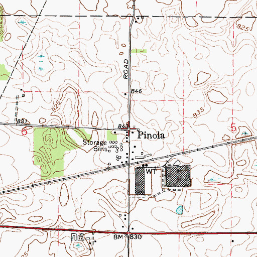 Topographic Map of Pinola, IN
