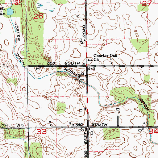 Topographic Map of Hosler Ditch, IN