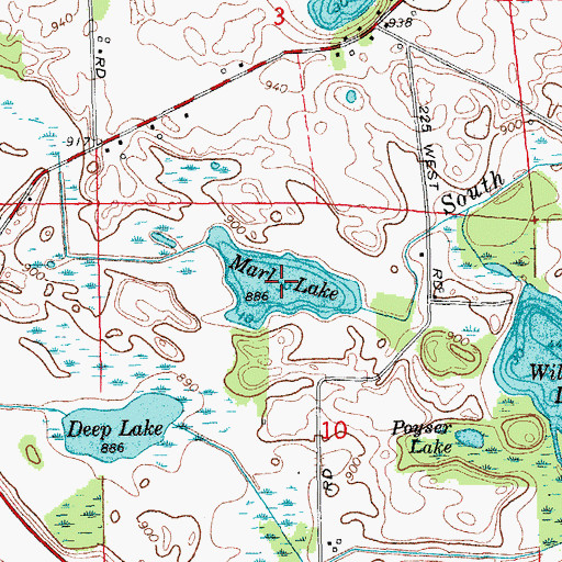 Topographic Map of Marl Lake, IN