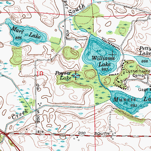Topographic Map of Poyser Lake, IN