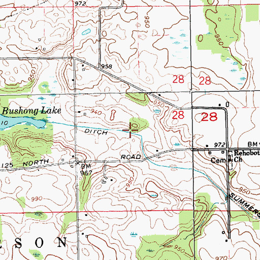 Topographic Map of Summers Ditch, IN