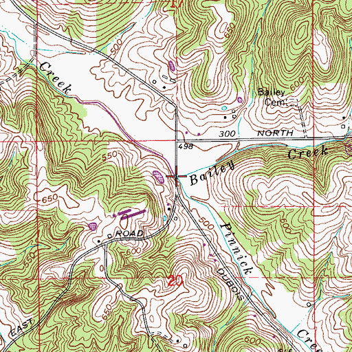 Topographic Map of Bailey Creek, IN