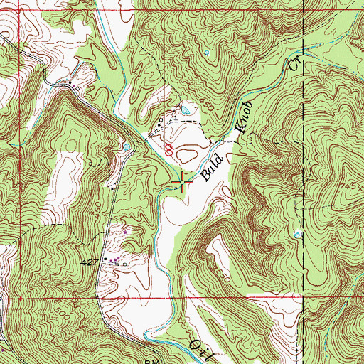 Topographic Map of Bald Knob Creek, IN