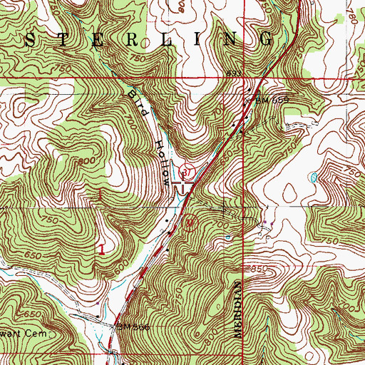 Topographic Map of Bird Hollow, IN