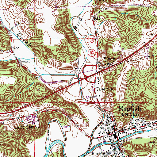 Topographic Map of Brownstown Creek, IN