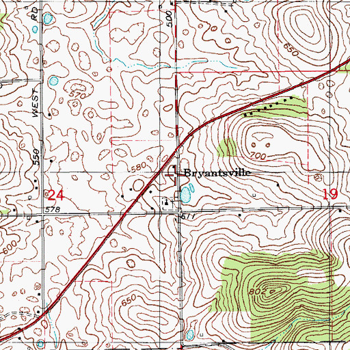 Topographic Map of Bryantsville, IN
