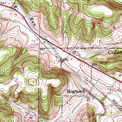 Topographic Map of Cider Fork, IN