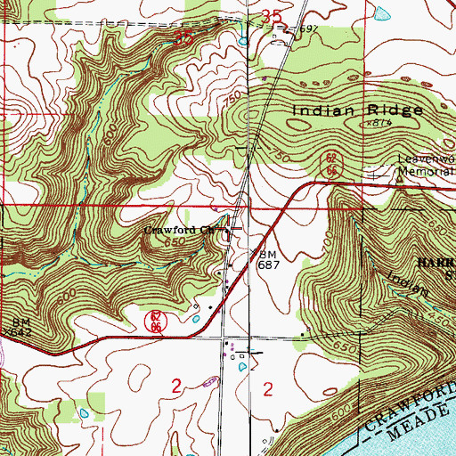 Topographic Map of Crawford Church, IN