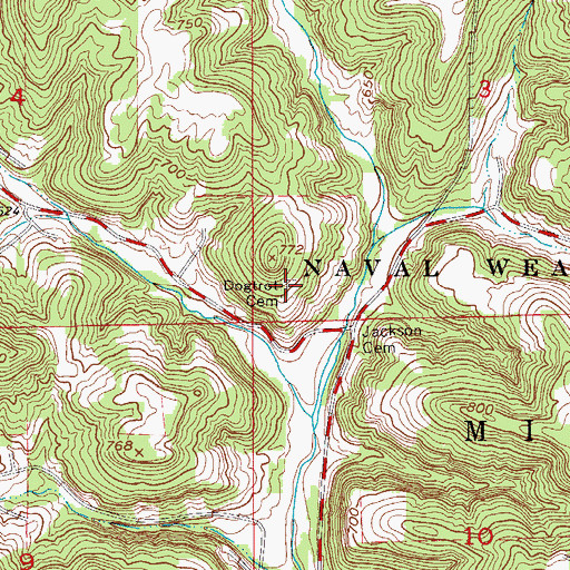 Topographic Map of Dogtrot Cemetery, IN