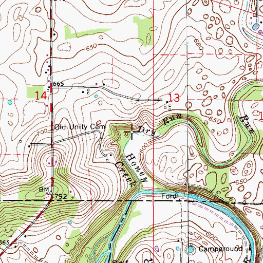Topographic Map of Dry Run, IN