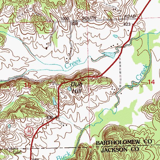 Topographic Map of Dug Hill, IN