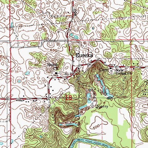 Topographic Map of Eureka, IN