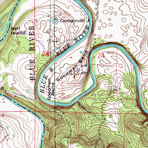 Topographic Map of Goodman Bend, IN