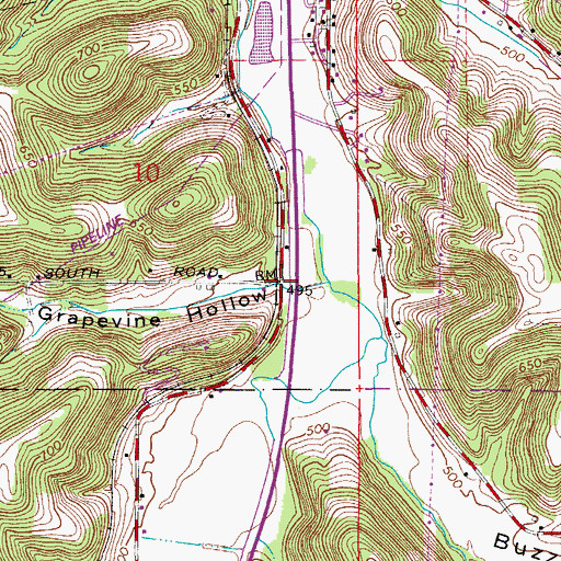 Topographic Map of Grapevine Hollow, IN