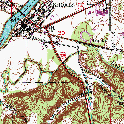 Topographic Map of Gushing Creek, IN