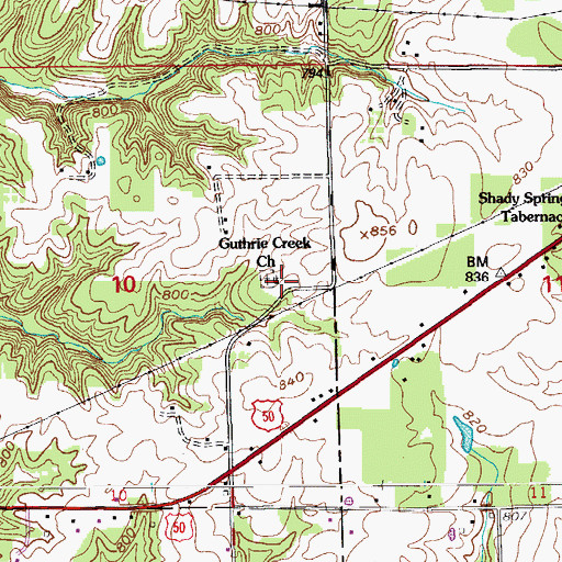 Topographic Map of Guthrie Creek Church, IN