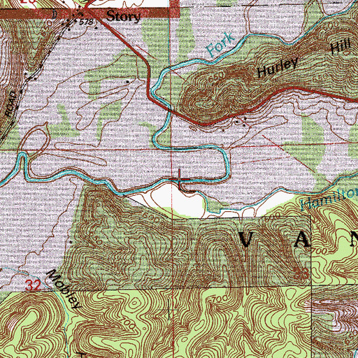 Topographic Map of Hamilton Creek, IN