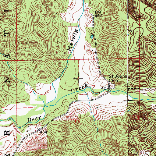 Topographic Map of Helwig Hollow, IN