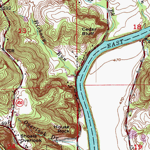 Topographic Map of Hickory Run, IN