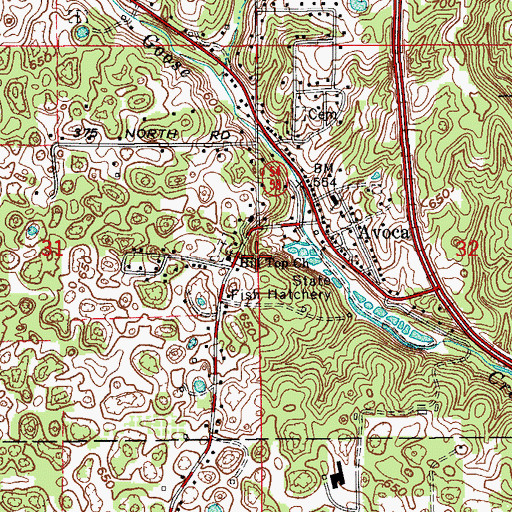 Topographic Map of Hill Top Church, IN