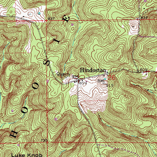 Topographic Map of Hindostan, IN