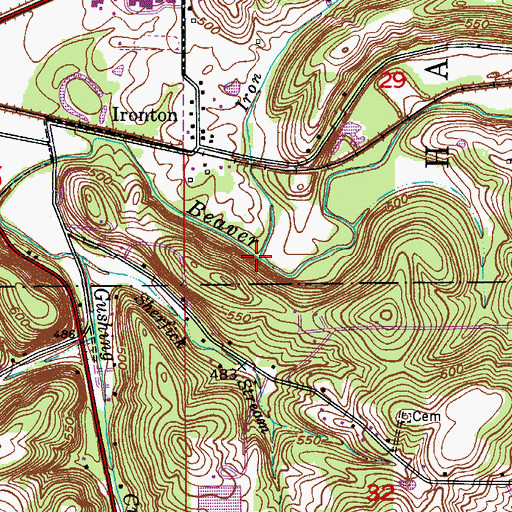 Topographic Map of Iron Creek, IN