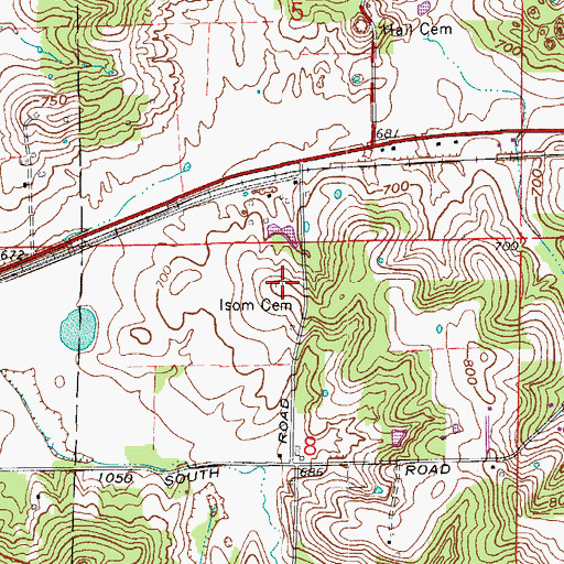 Topographic Map of Isom Cemetery, IN