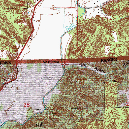 Topographic Map of Jim Ayers Hollow, IN