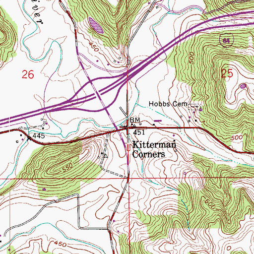 Topographic Map of Kitterman Corners, IN