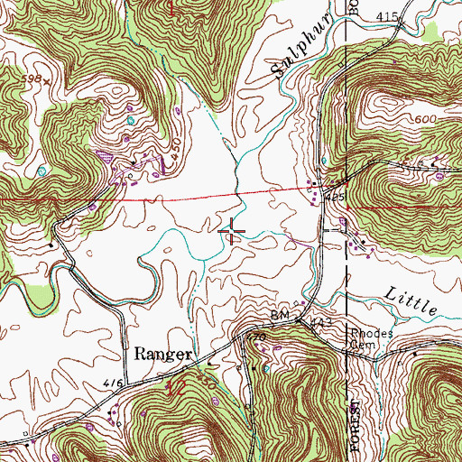 Topographic Map of Little Sulphur Creek, IN