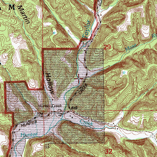 Topographic Map of Mose Ray Branch, IN